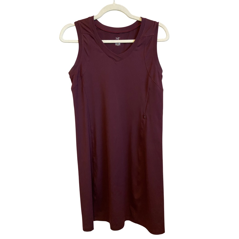 Arcteryx Contenta Dress Womens Medium Burgundy Sleeveless V-Neck Side Pocket